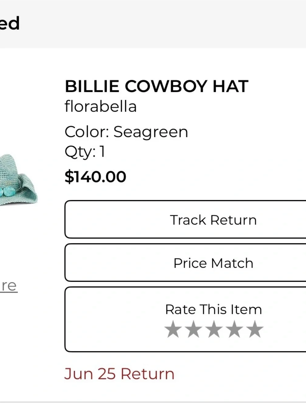 Abella Seagreen Knit Cowboy Hat with Pom Detail